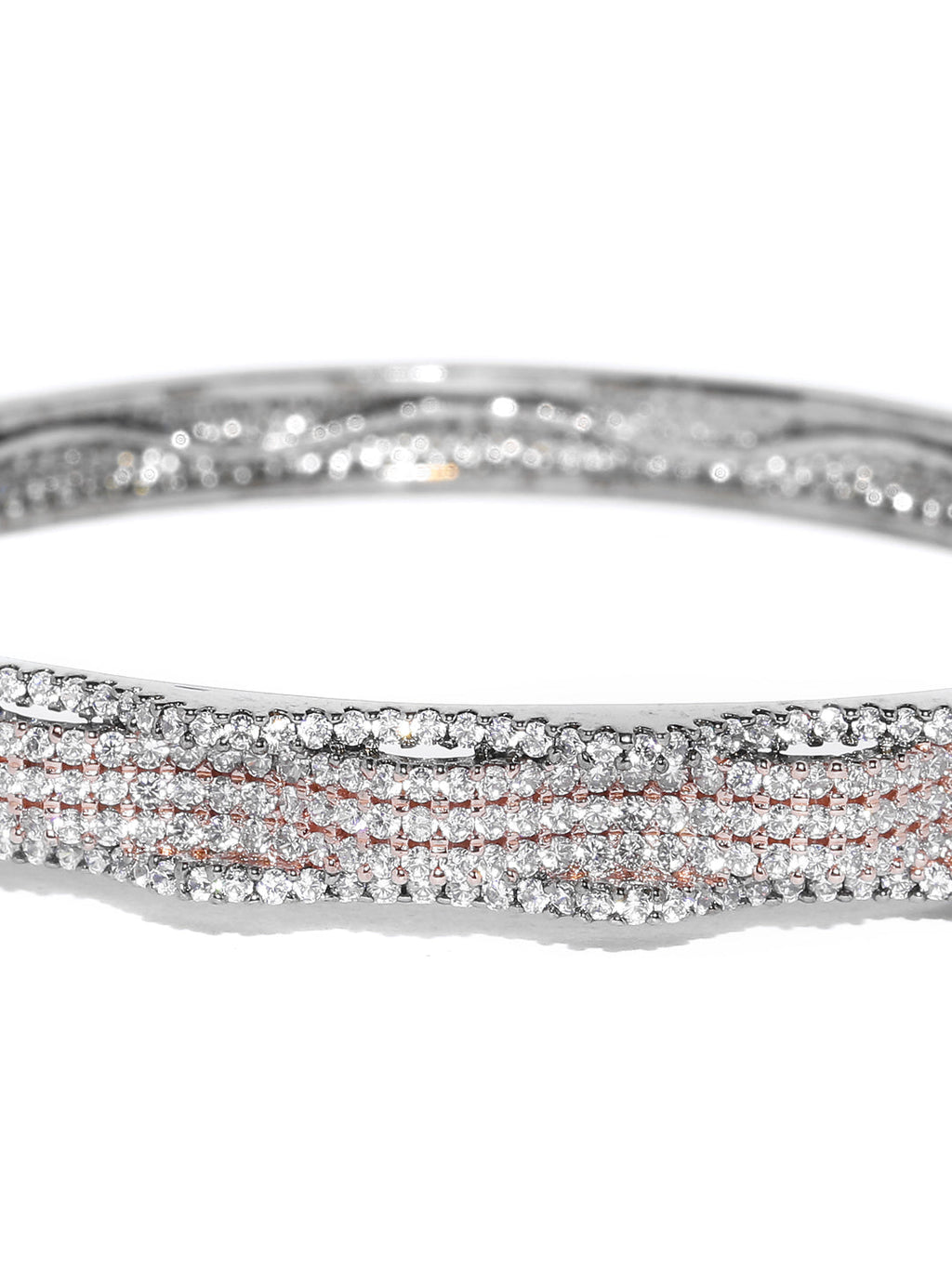 Priyaasi Women Gunmetal-Plated American Diamond Studded Bracelet - Swadesiicart