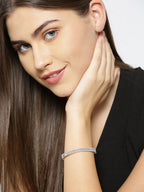 Priyaasi Women Silver-Plated American Diamond Studded Bracelet - Swadesiicart