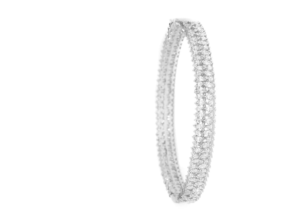 Priyaasi Women Silver-Plated American Diamond Studded Bracelet - Swadesiicart