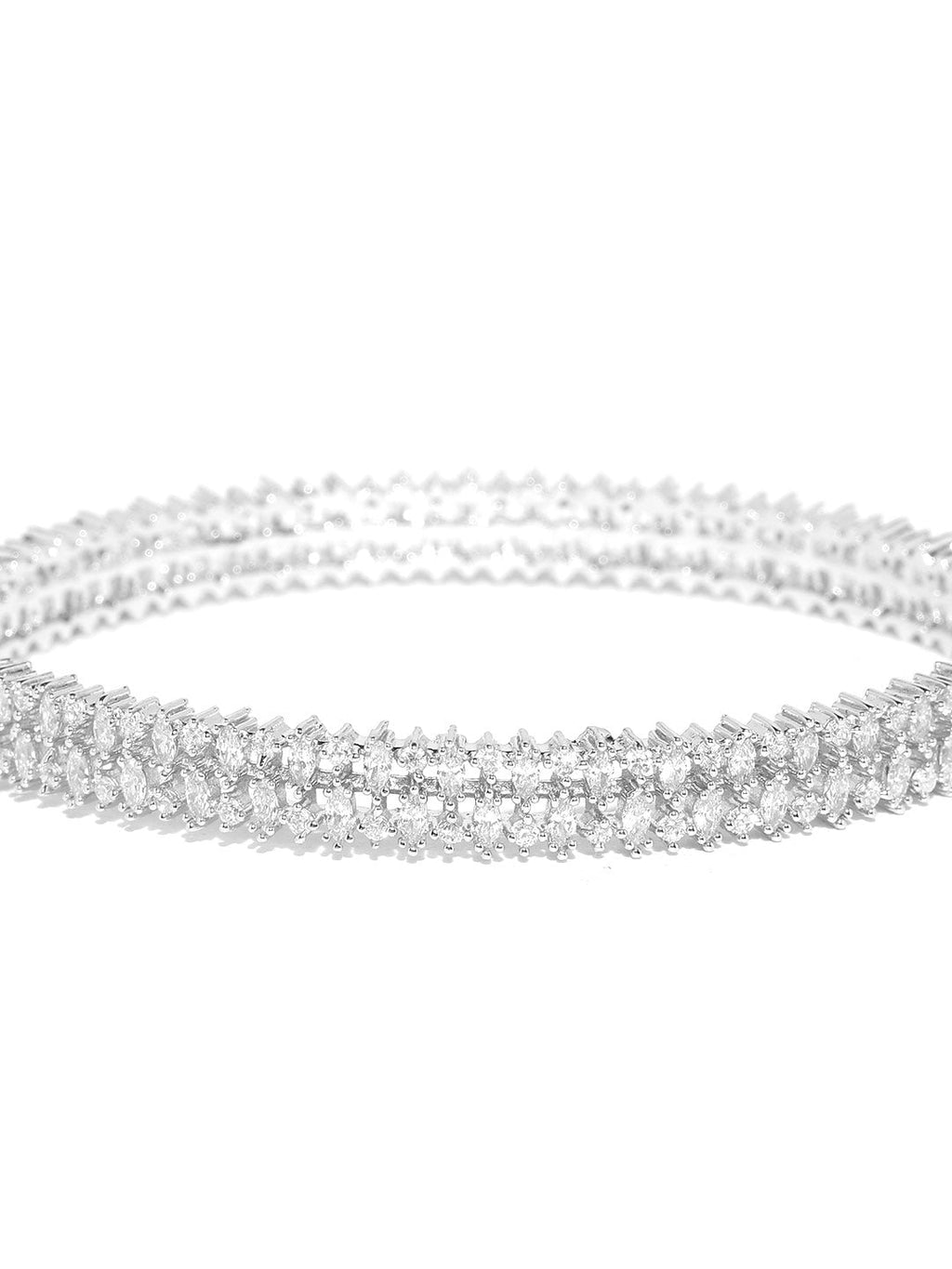 Priyaasi Women Silver-Plated American Diamond Studded Bracelet - Swadesiicart