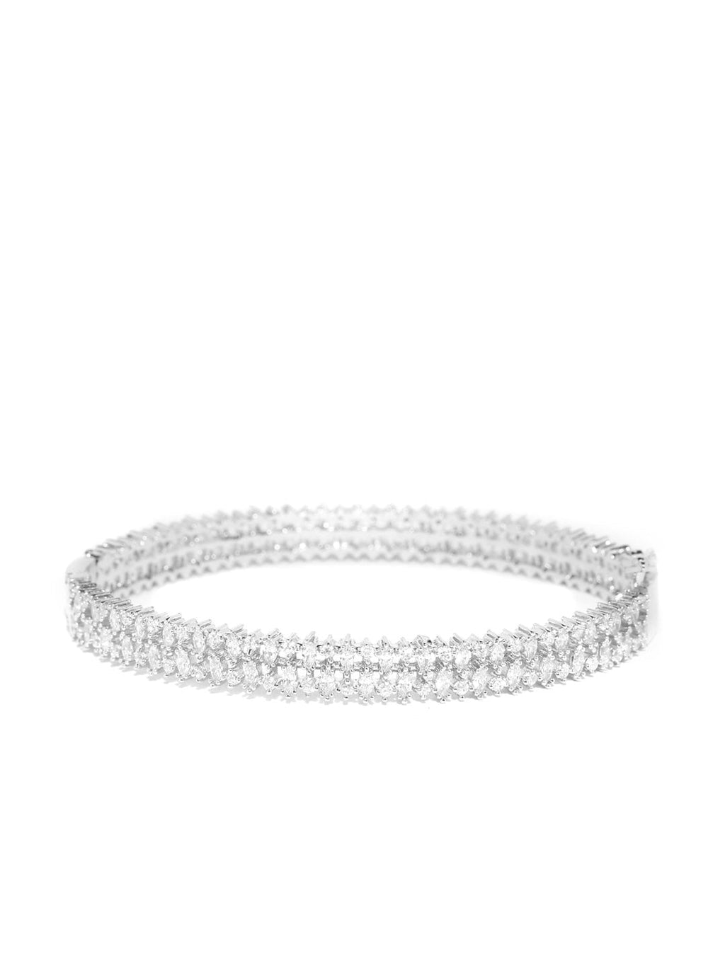 Priyaasi Women Silver-Plated American Diamond Studded Bracelet - Swadesiicart