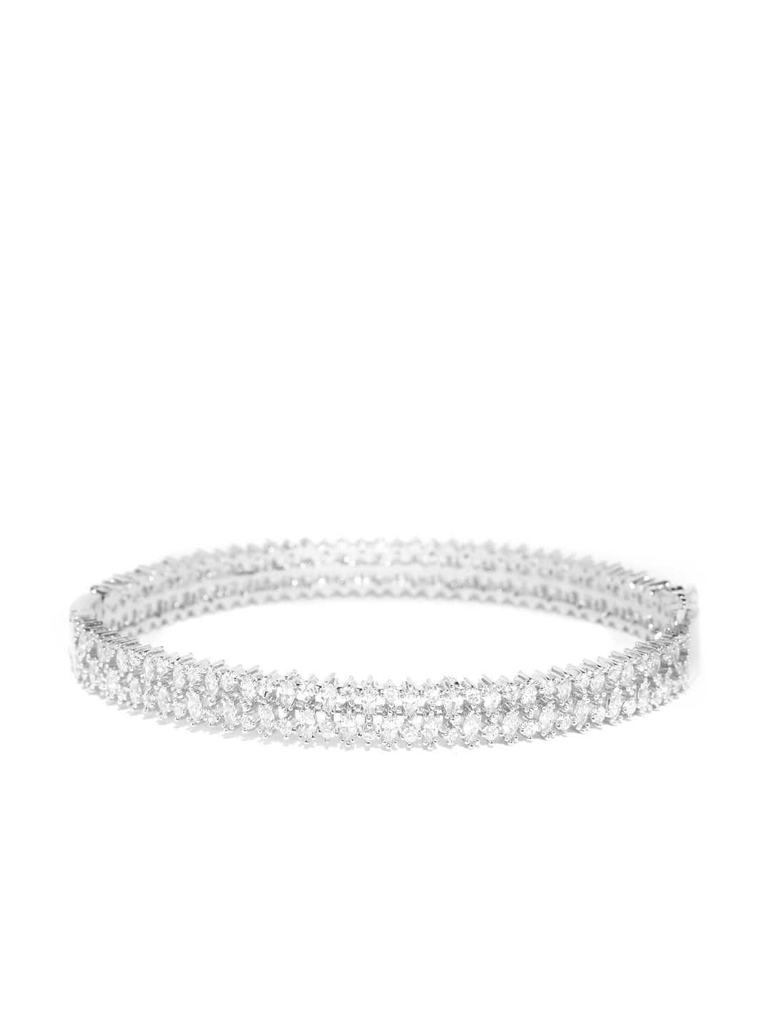 Priyaasi Women Silver-Plated American Diamond Studded Bracelet - Swadesiicart