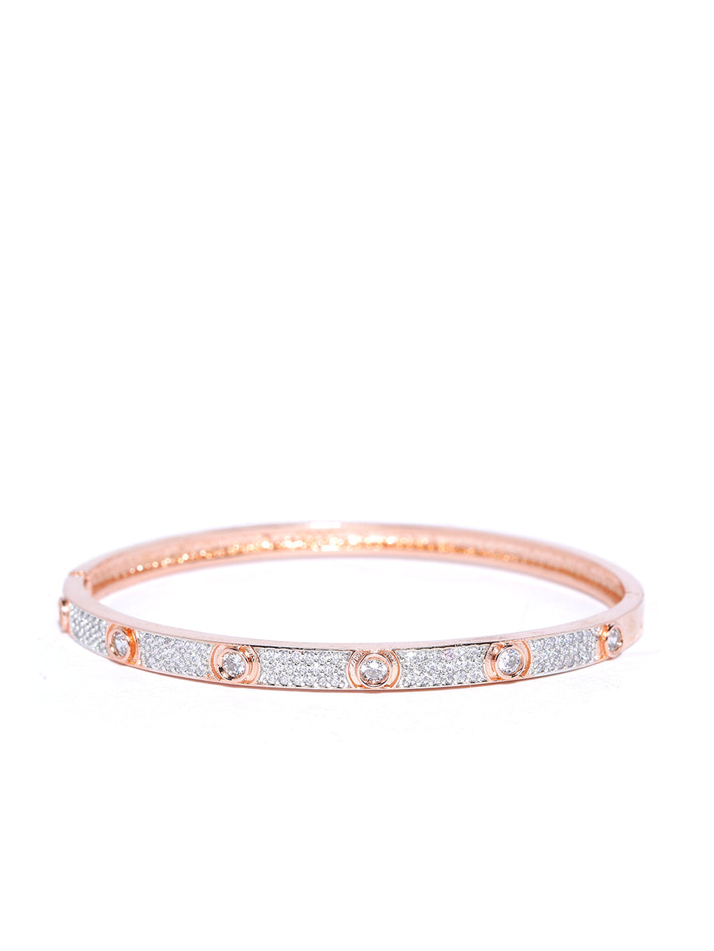 Priyaasi Women Rose Gold-Polished American Diamond Studded Bracelet - Swadesiicart
