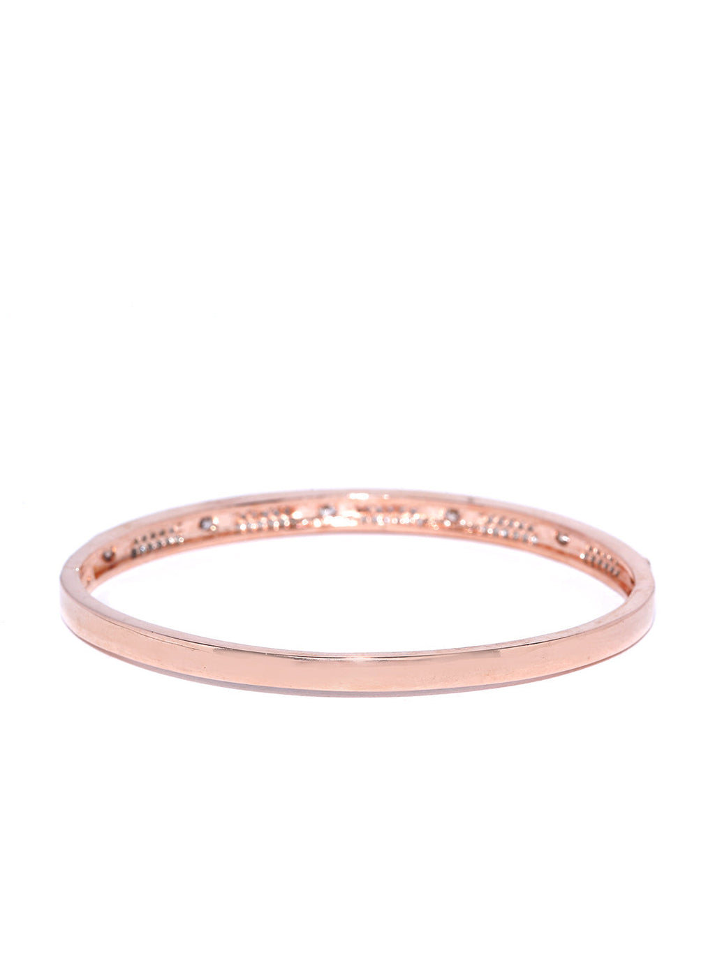 Priyaasi Women Rose Gold-Polished American Diamond Studded Bracelet - Swadesiicart