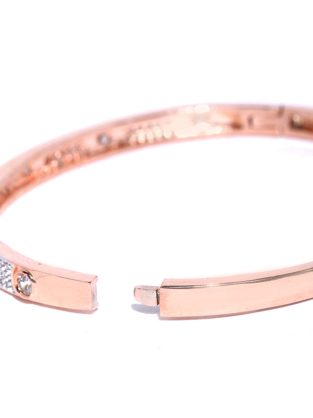 Priyaasi Women Rose Gold-Polished American Diamond Studded Bracelet - Swadesiicart
