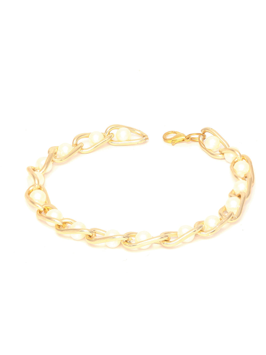Priyaasi Women Pearl Gold-Polished Linked Bracelet - Swadesiicart