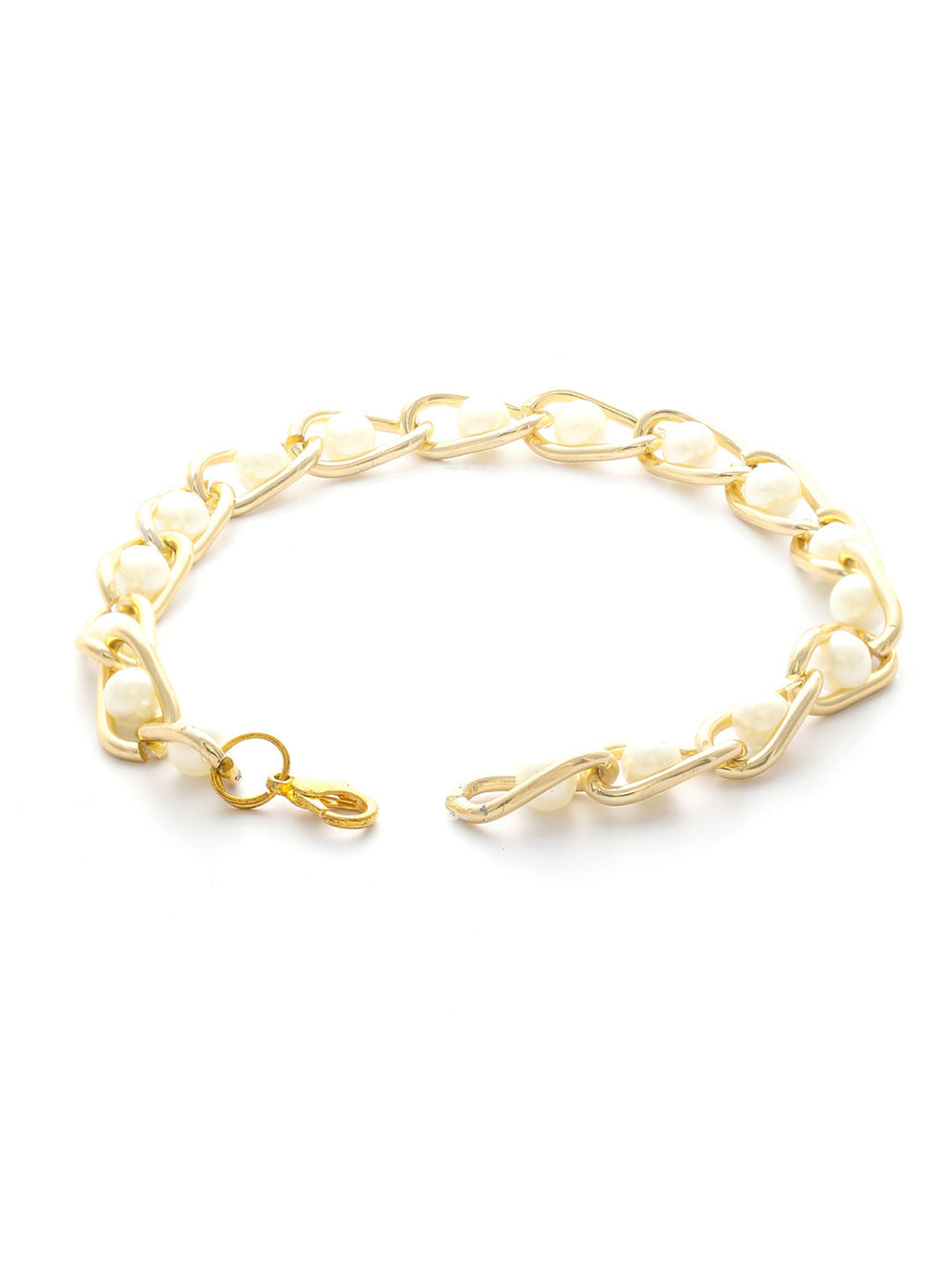 Priyaasi Women Pearl Gold-Polished Linked Bracelet - Swadesiicart