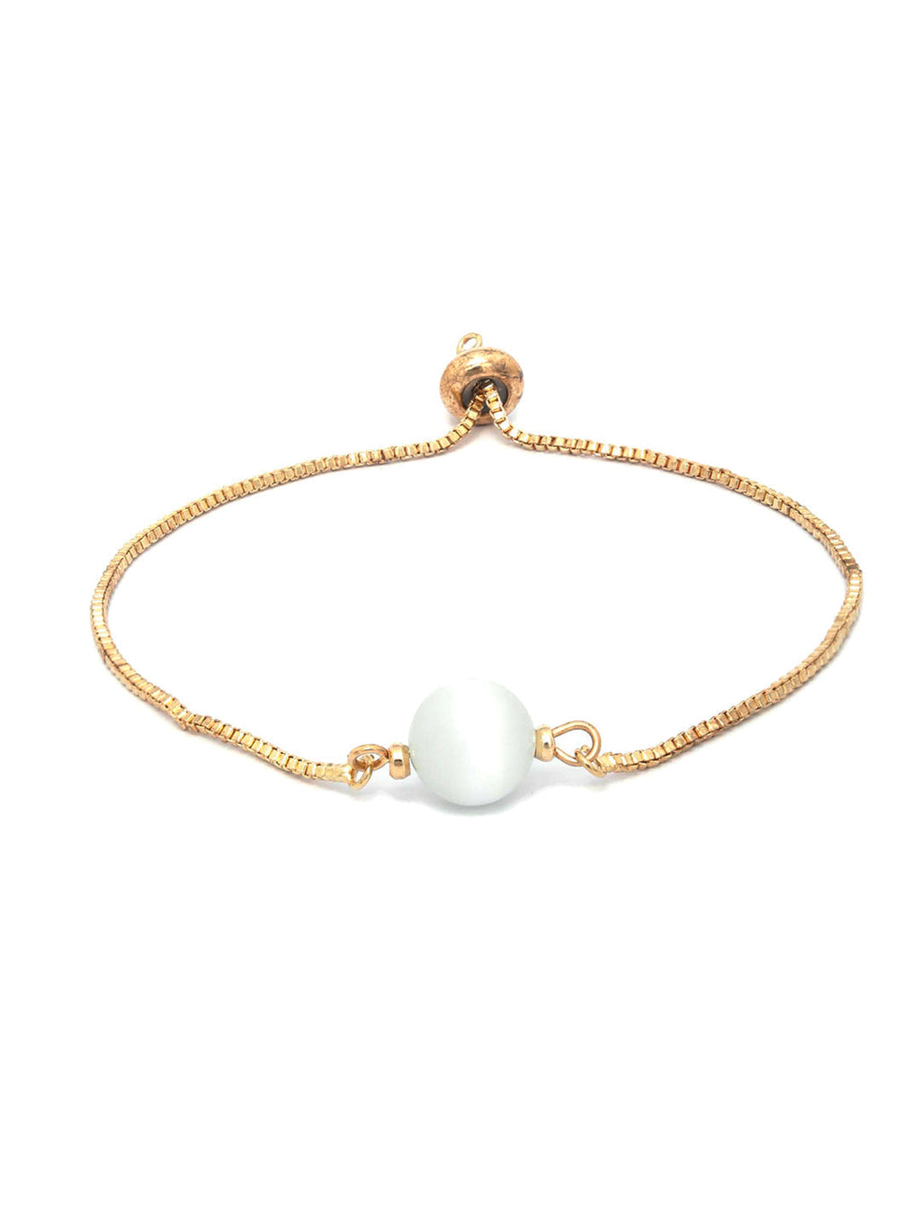 Priyaasi Women White Stone Rose Gold-Polished Spherical Link Bracelet - Swadesiicart