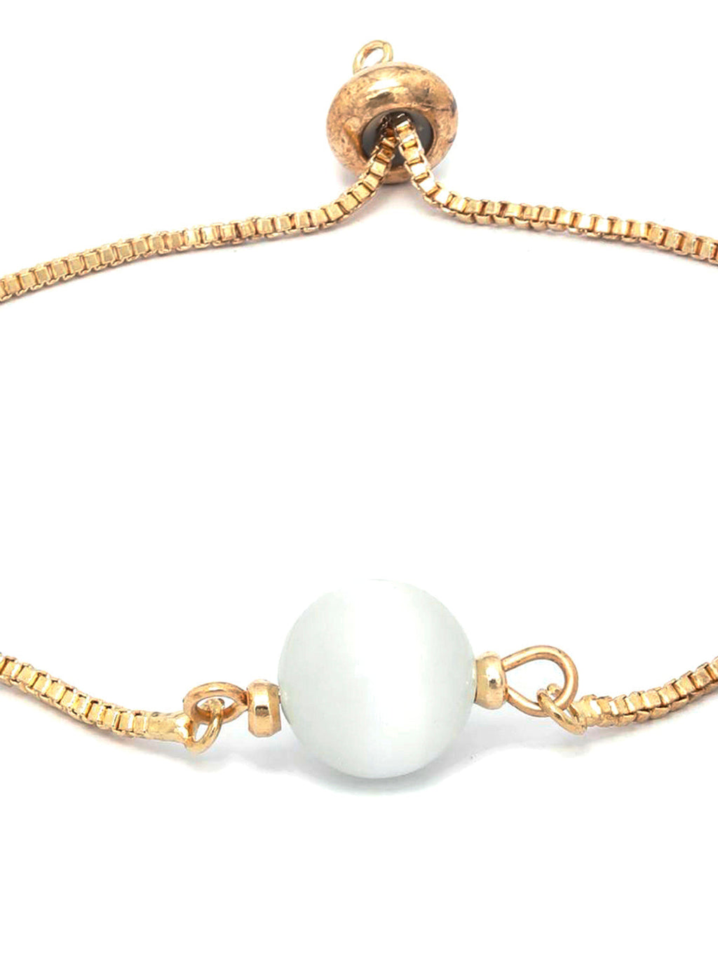 Priyaasi Women White Stone Rose Gold-Polished Spherical Link Bracelet - Swadesiicart