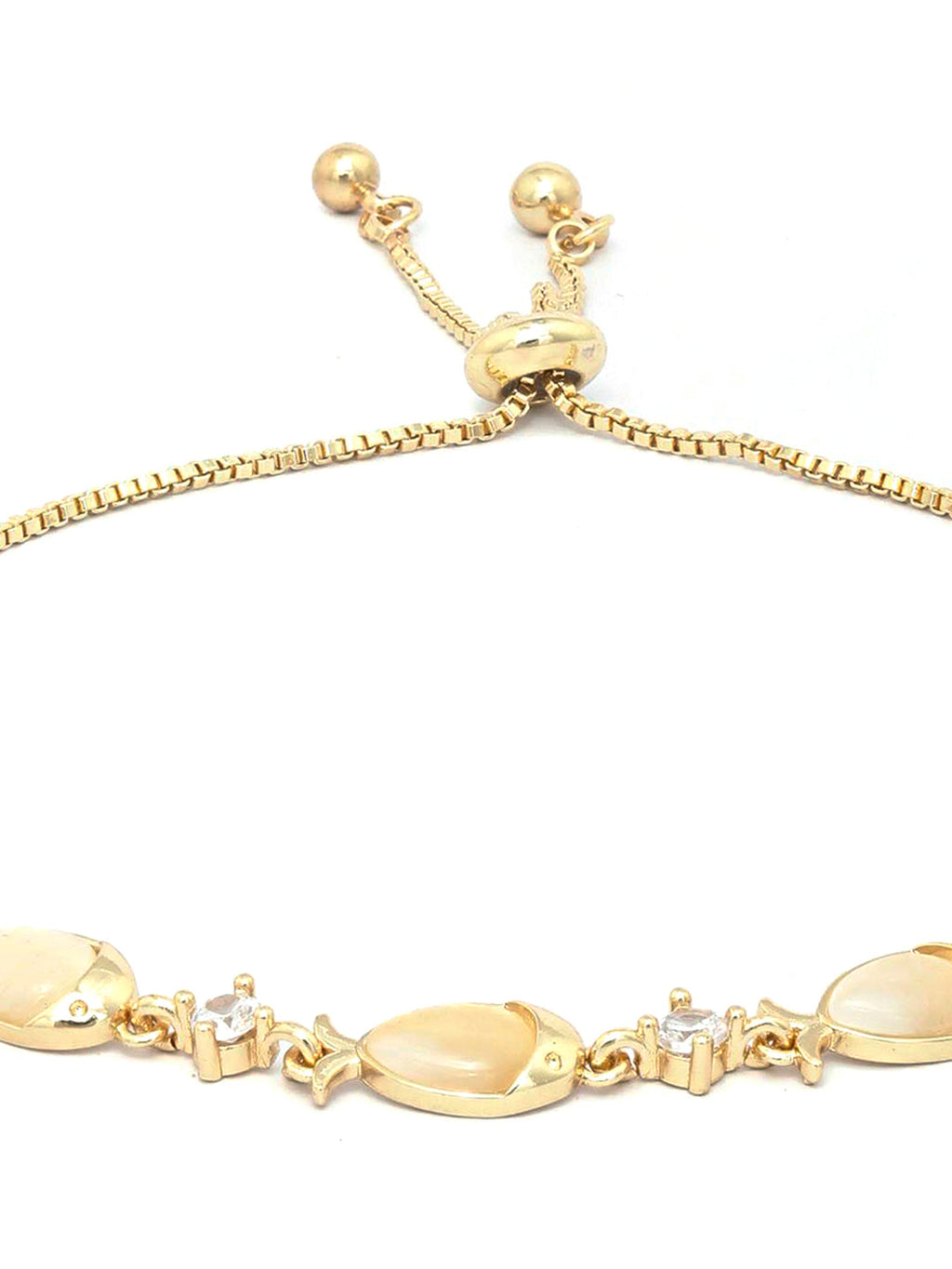 Priyaasi Women Stones Gold-Polished Fish Link Bracelet - Swadesiicart
