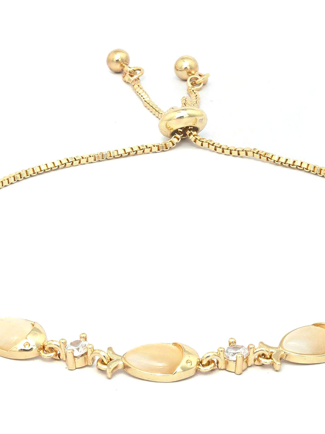 Priyaasi Women Stones Gold-Polished Fish Link Bracelet - Swadesiicart