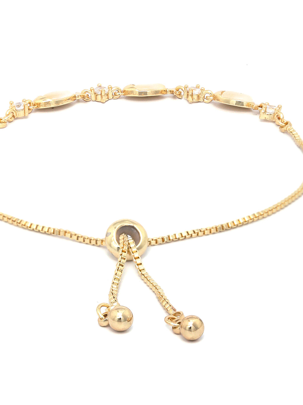 Priyaasi Women Stones Gold-Polished Fish Link Bracelet - Swadesiicart