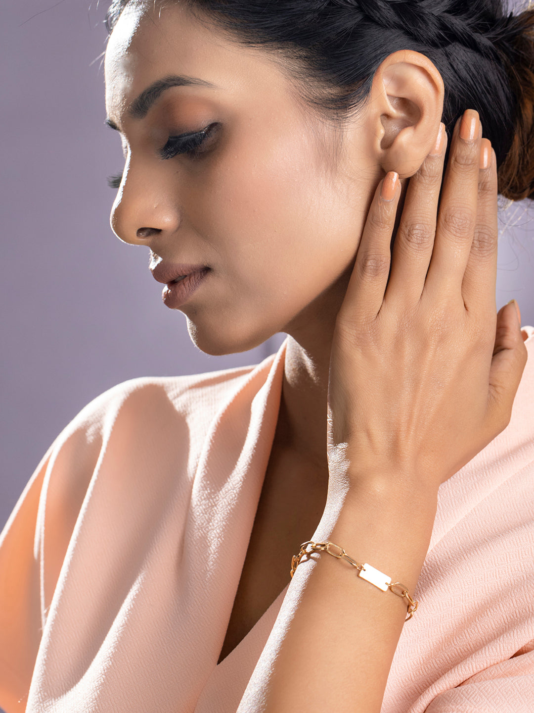 Priyaasi Women Contemparory Stones Rose Gold-Polished Link Bracelet - Swadesiicart