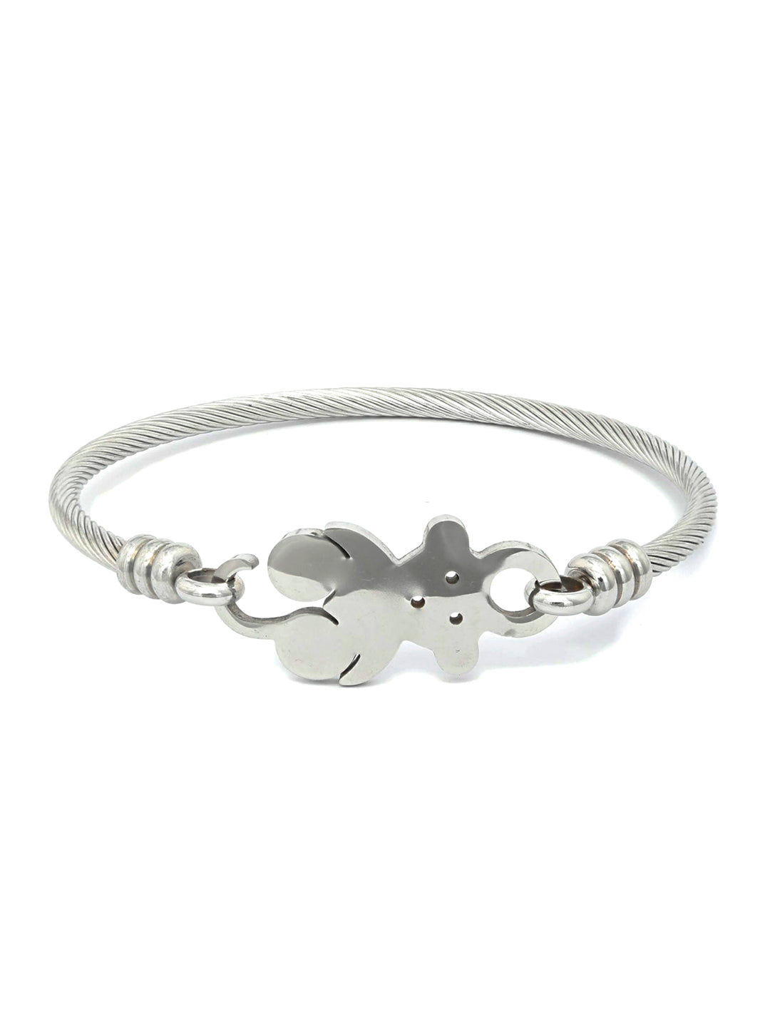 Priyaasi Women Silver Plated Teddy Bear Bangle-Style Bracelet - Swadesiicart