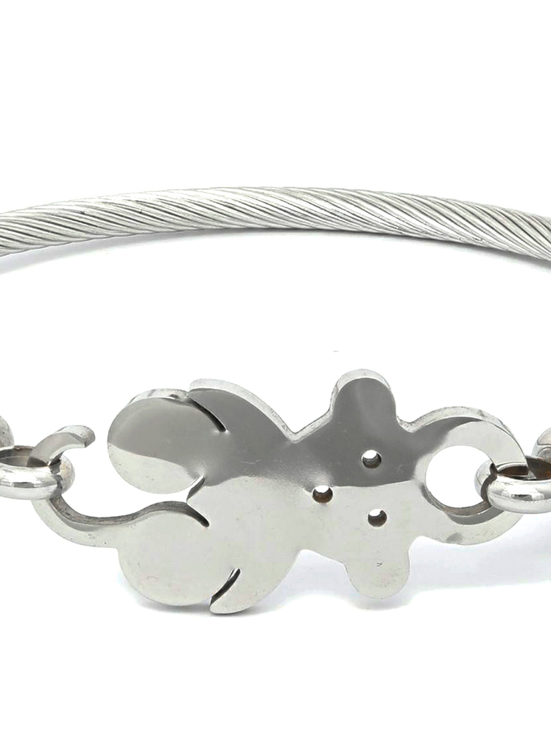 Priyaasi Women Silver Plated Teddy Bear Bangle-Style Bracelet - Swadesiicart