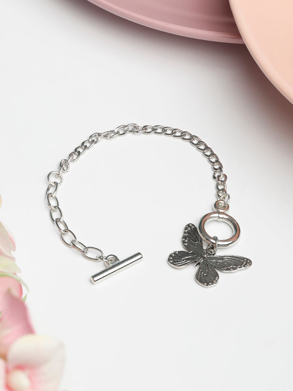 Priyaasi Women Contemparory Silver Plated Butterfly Link Bracelet - Noz2Toz