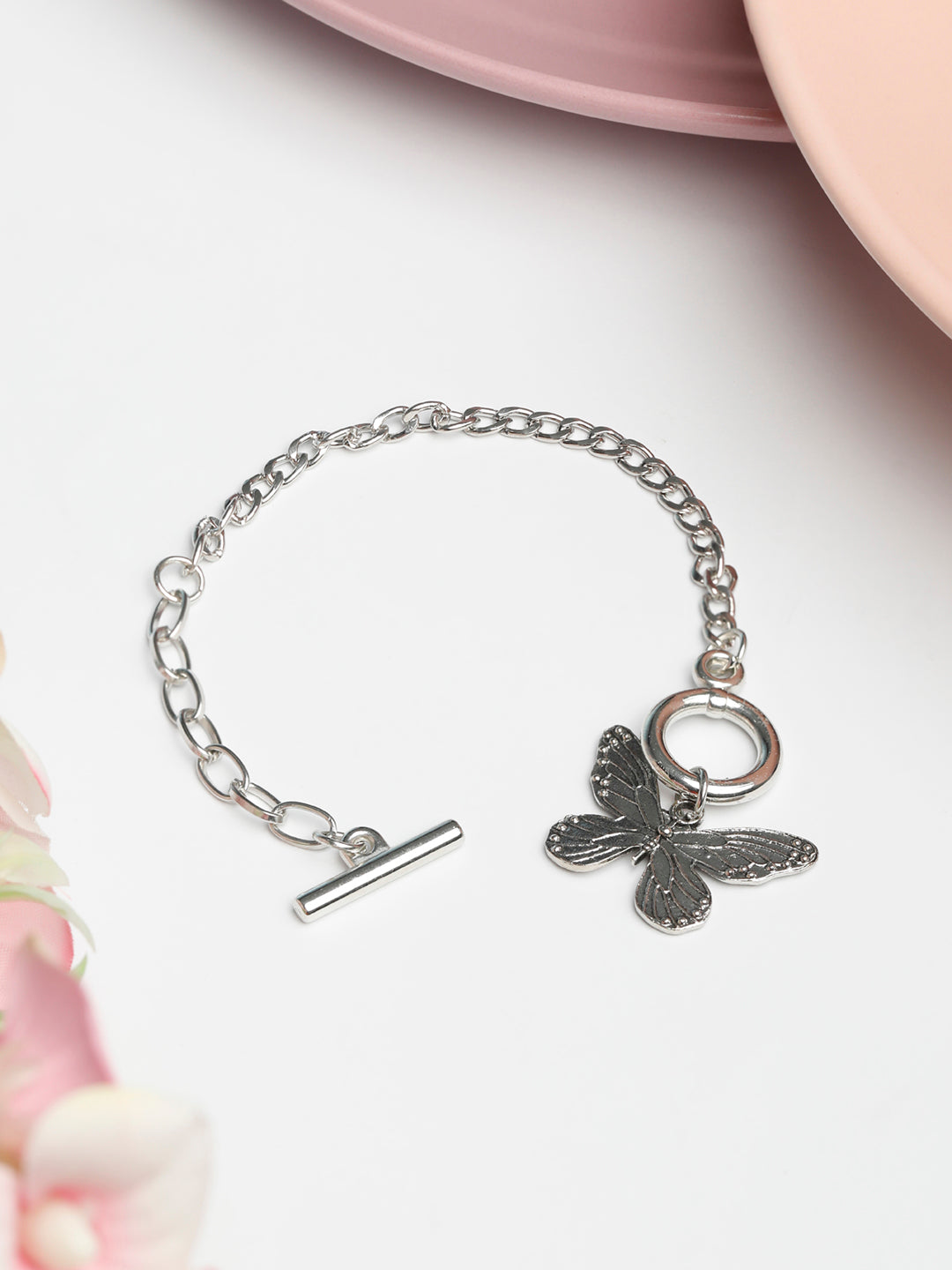 Priyaasi Women Contemparory Silver Plated Butterfly Link Bracelet - Noz2Toz