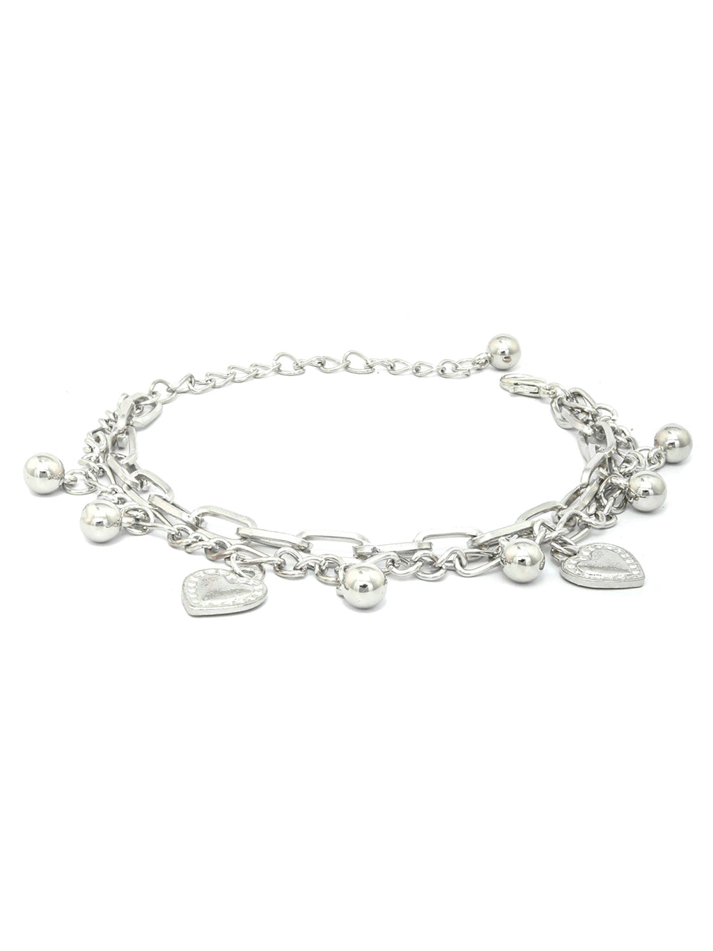 Priyaasi Women Silver Plated Heart Link Bracelet - Swadesiicart