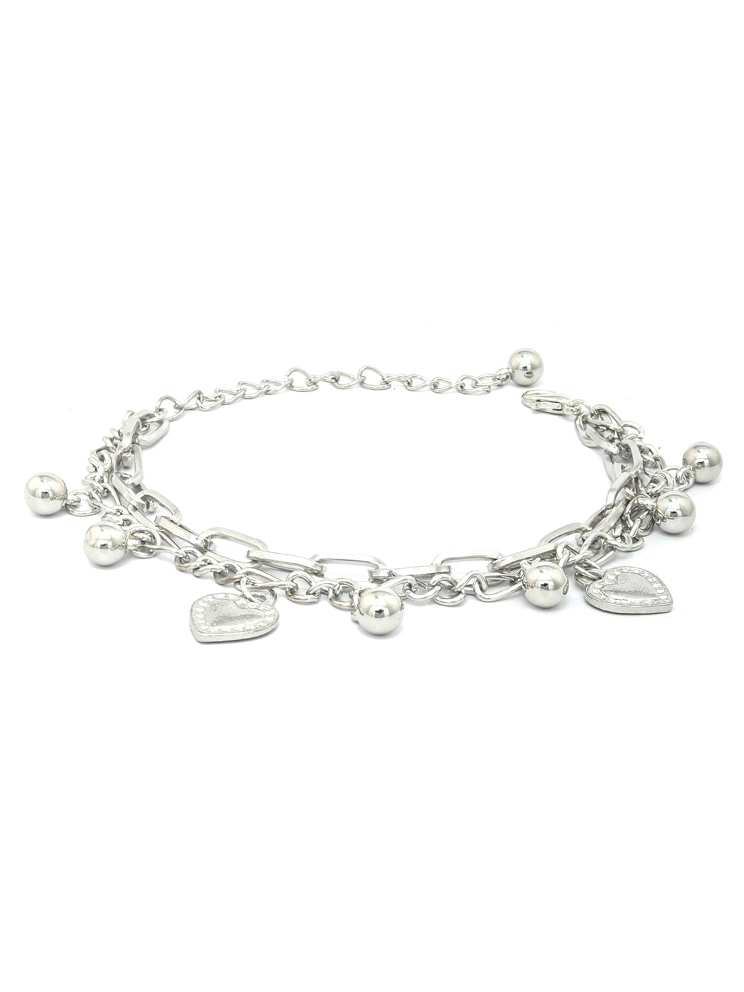 Priyaasi Women Silver Plated Heart Link Bracelet - Swadesiicart