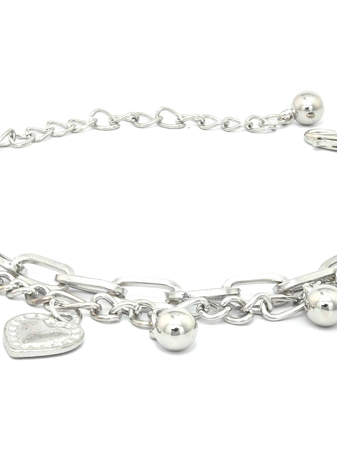 Priyaasi Women Silver Plated Heart Link Bracelet - Swadesiicart