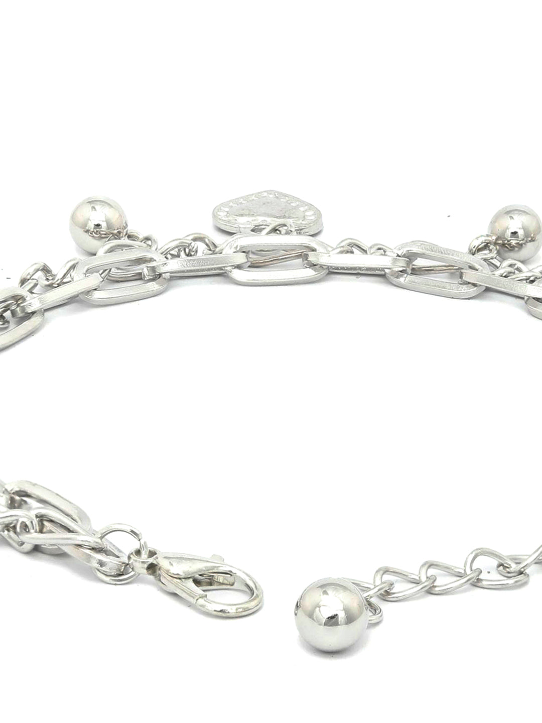 Priyaasi Women Silver Plated Heart Link Bracelet - Swadesiicart