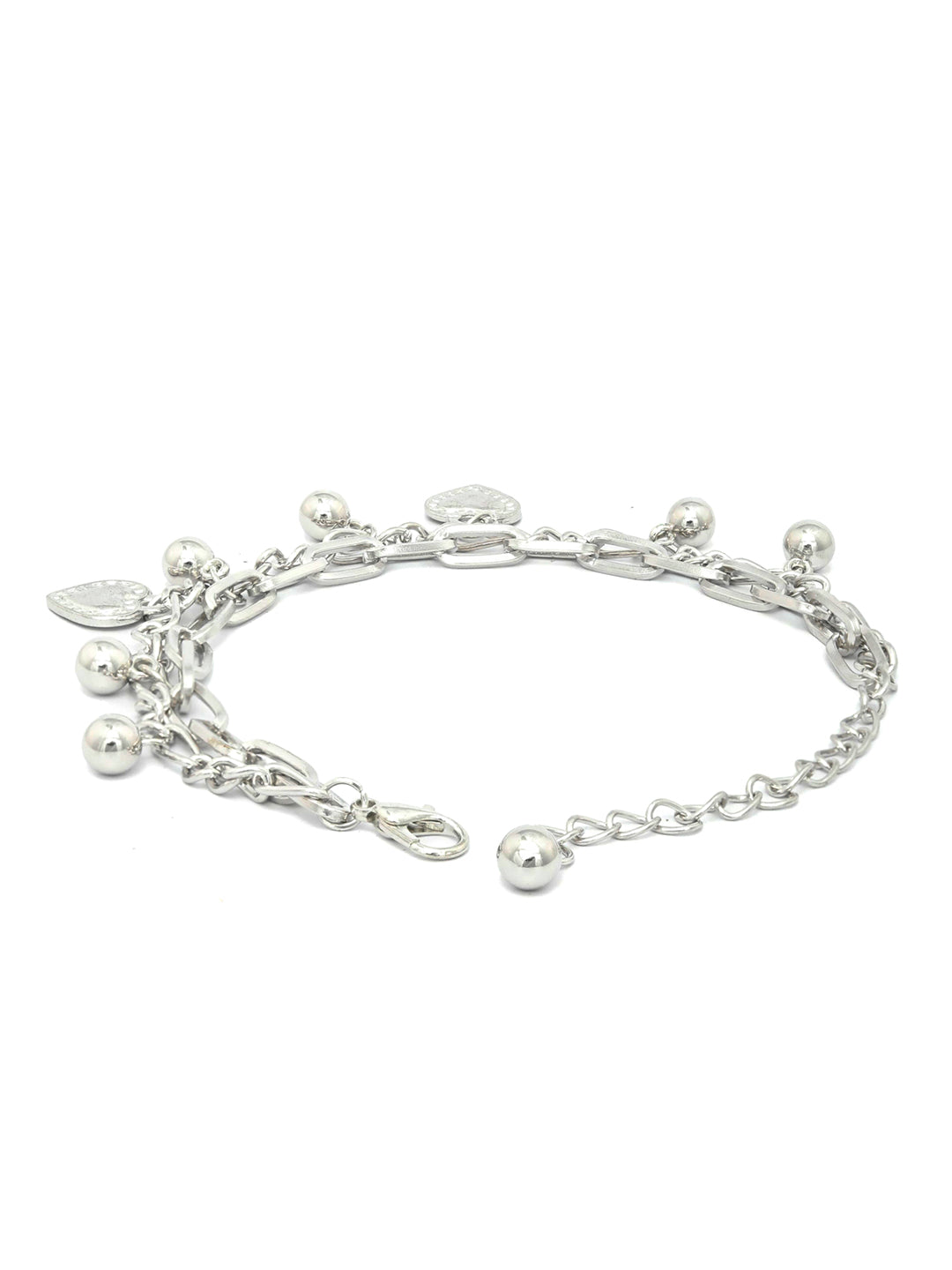 Priyaasi Women Silver Plated Heart Link Bracelet - Swadesiicart