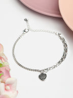 Priyaasi Women Contemporary Silver Plated Heart Link Bracelet - Noz2Toz