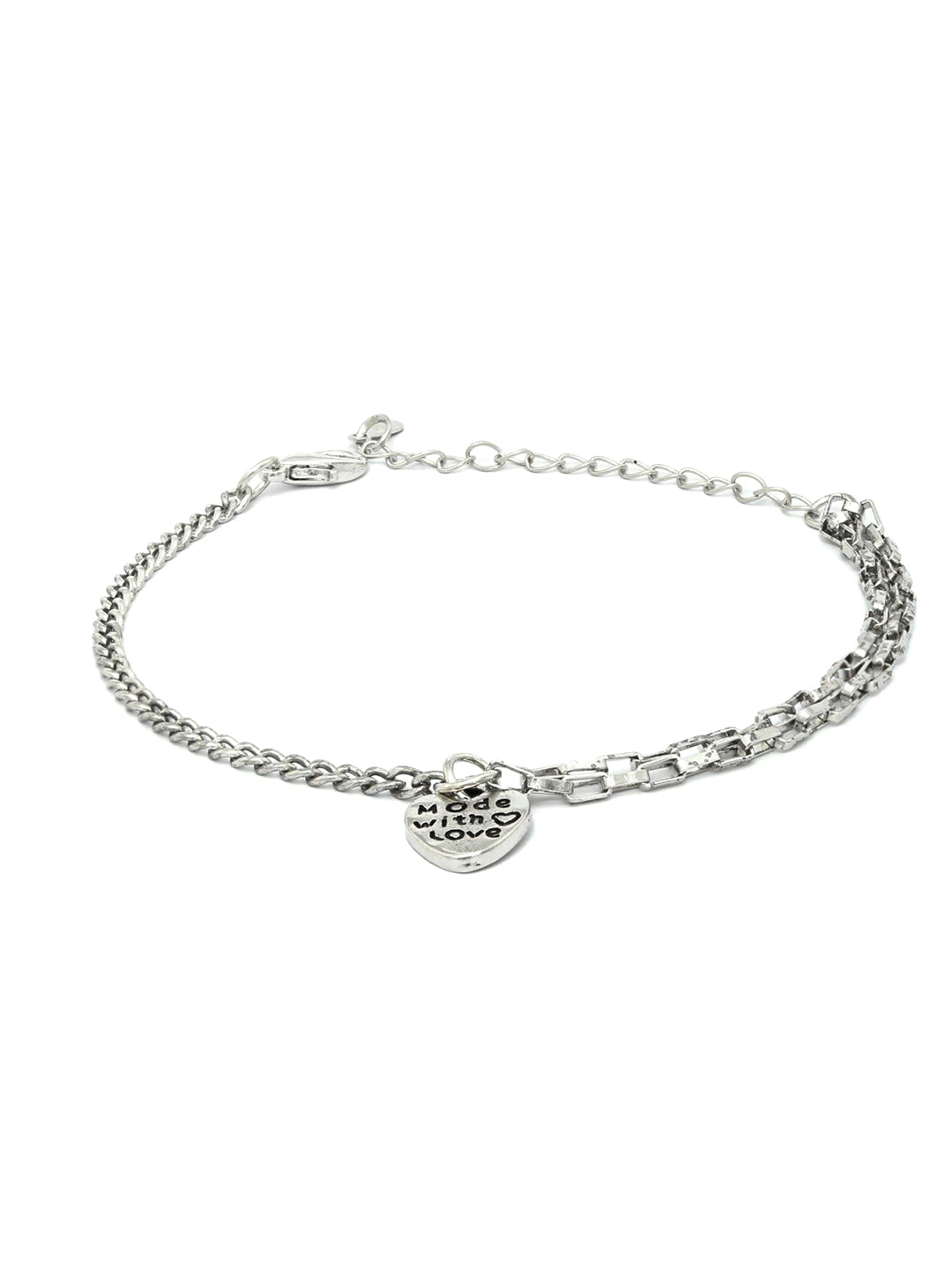 Priyaasi Women Contemporary Silver Plated Heart Link Bracelet - Swadesiicart
