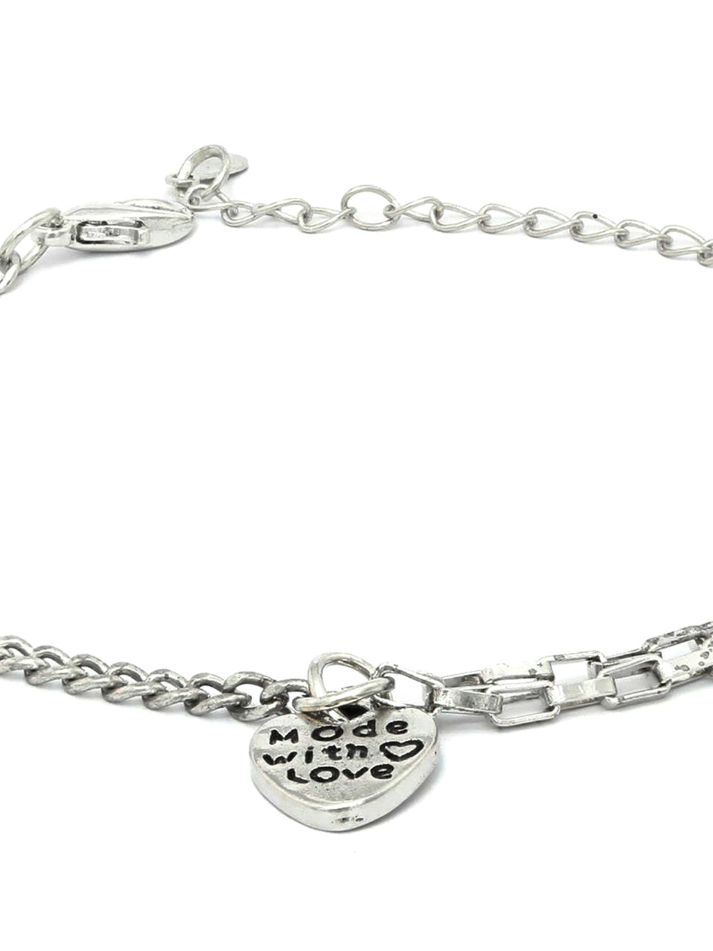 Priyaasi Women Contemporary Silver Plated Heart Link Bracelet - Swadesiicart