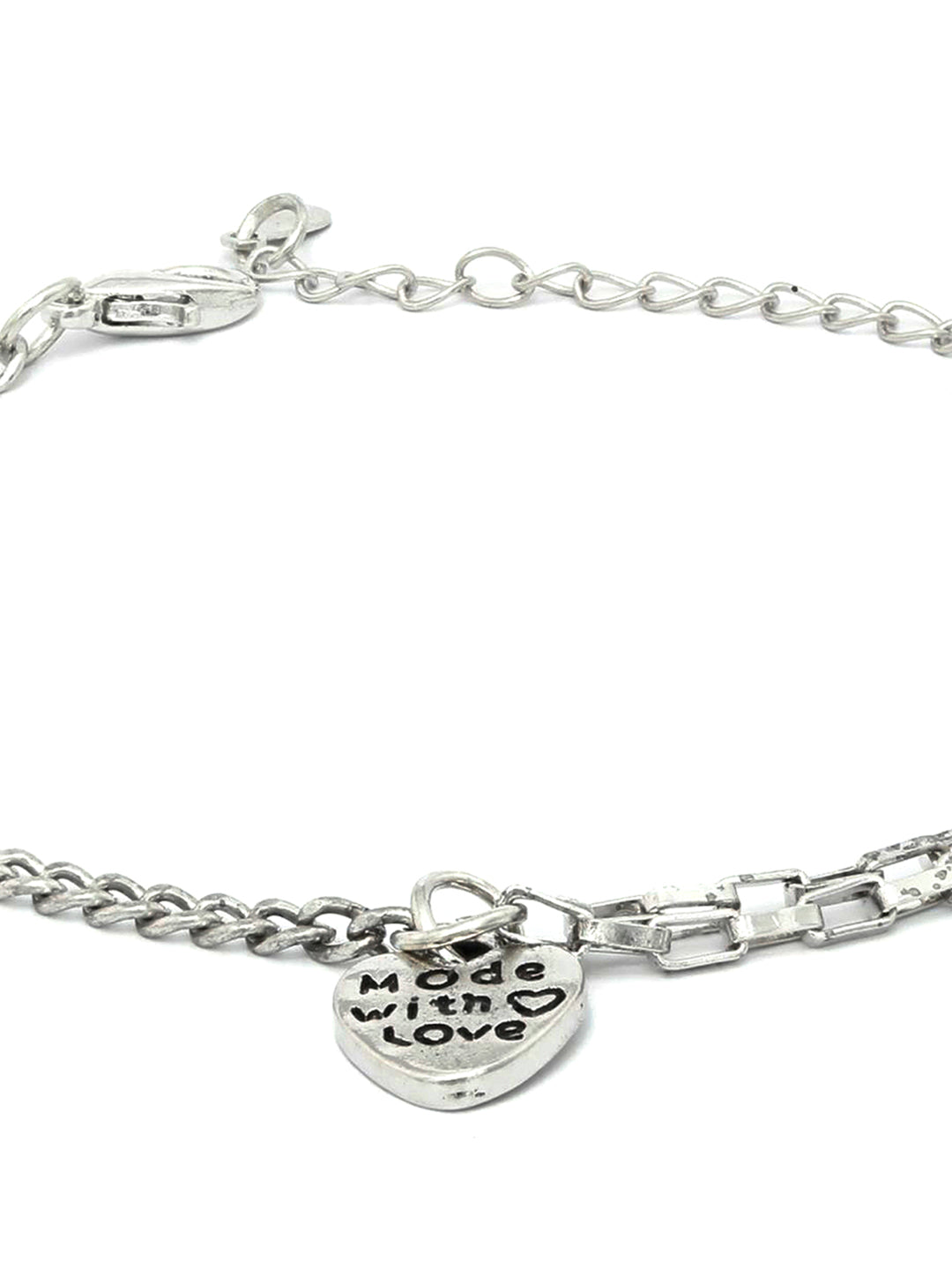 Priyaasi Women Contemporary Silver Plated Heart Link Bracelet - Swadesiicart