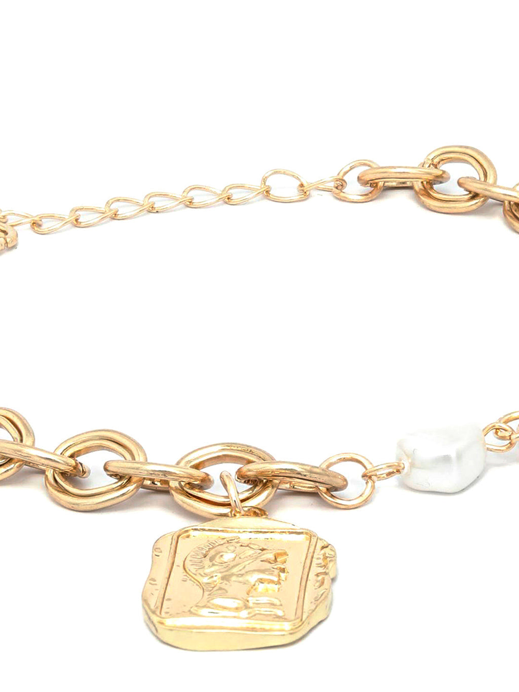 Priyaasi Women Pearls Gold-Polished Link Bracelet - Swadesiicart