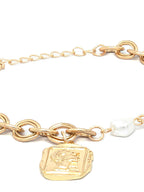 Priyaasi Women Pearls Gold-Polished Link Bracelet - Swadesiicart