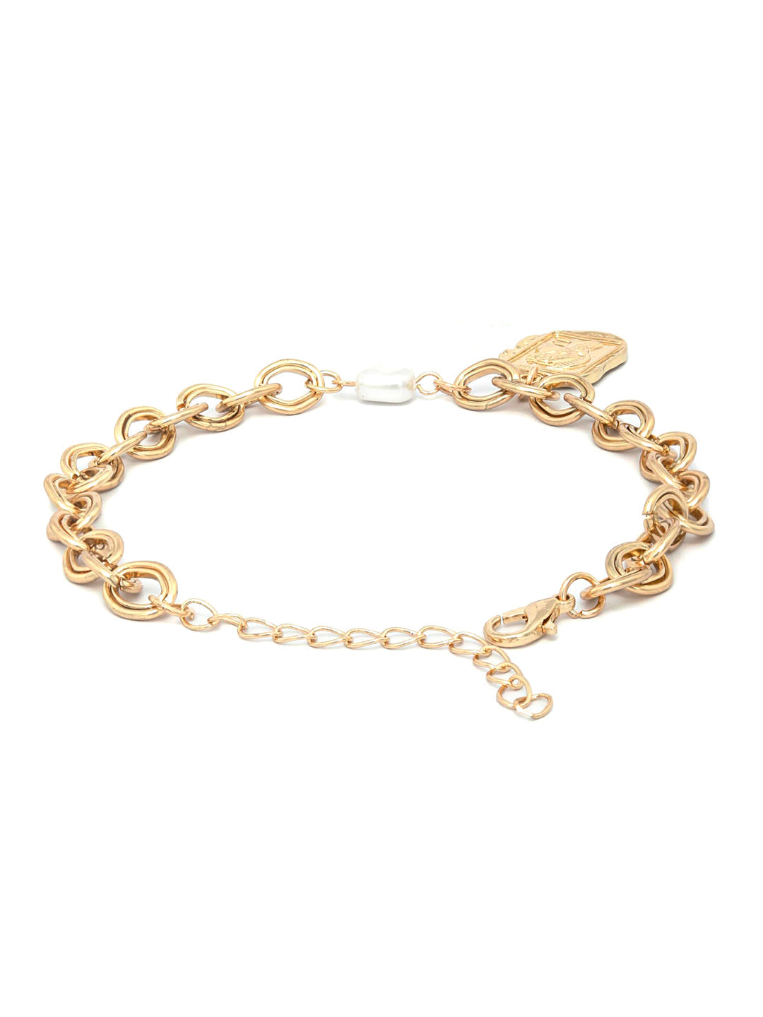 Priyaasi Women Pearls Gold-Polished Link Bracelet - Swadesiicart