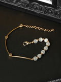 Priyaasi Women White Pearls Rose Gold-Polished Link Bracelet - Noz2Toz