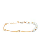 Priyaasi Women White Pearls Rose Gold-Polished Link Bracelet - Swadesiicart