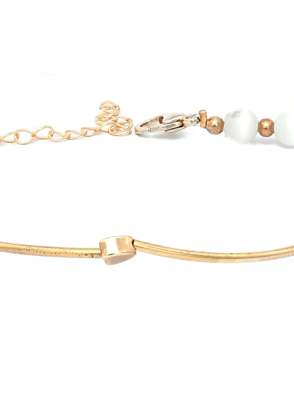 Priyaasi Women White Pearls Rose Gold-Polished Link Bracelet - Swadesiicart