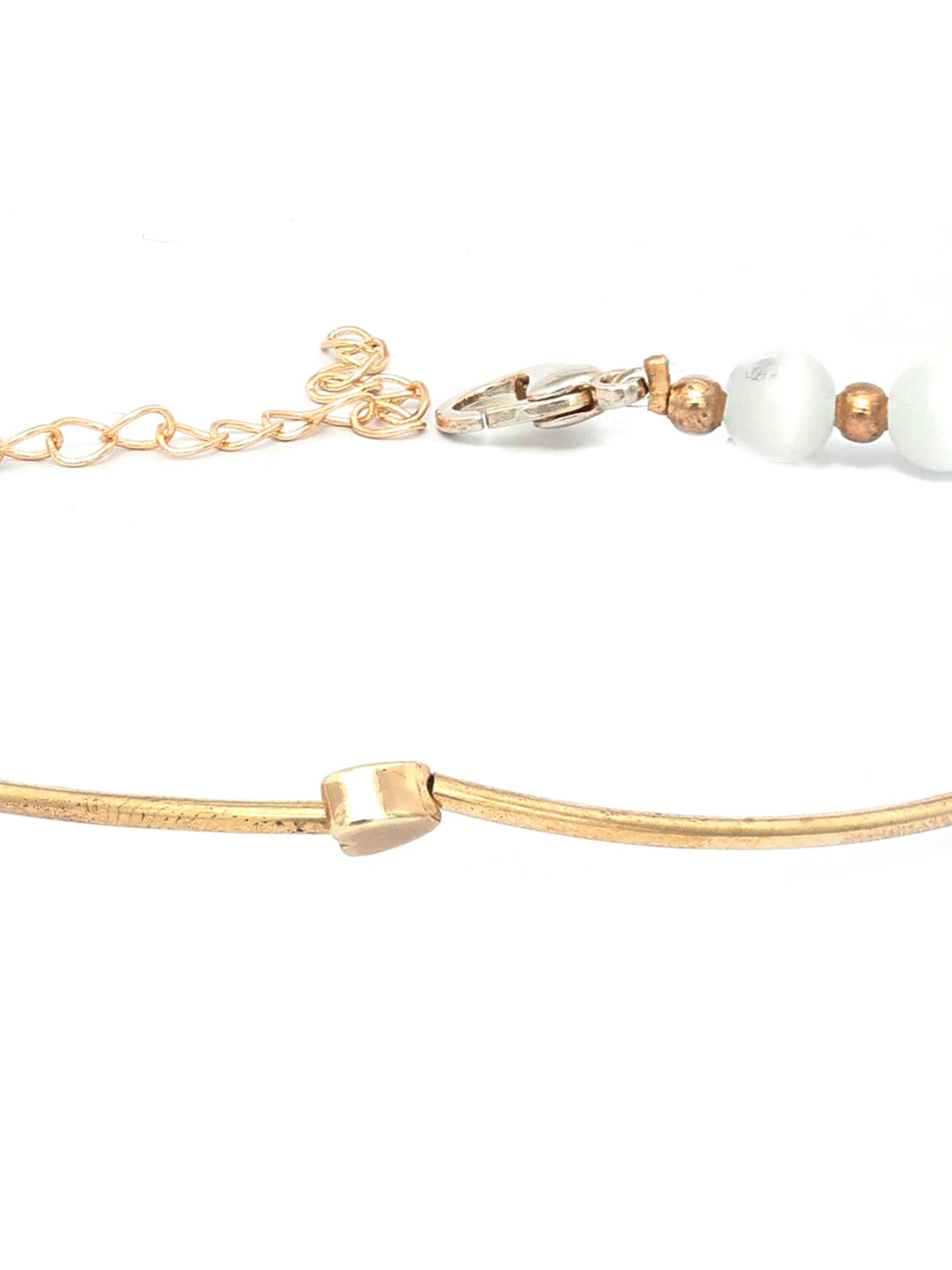 Priyaasi Women White Pearls Rose Gold-Polished Link Bracelet - Swadesiicart