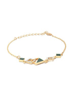 Priyaasi Women Green Gold-Polished Geometric Link Bracelet - Swadesiicart