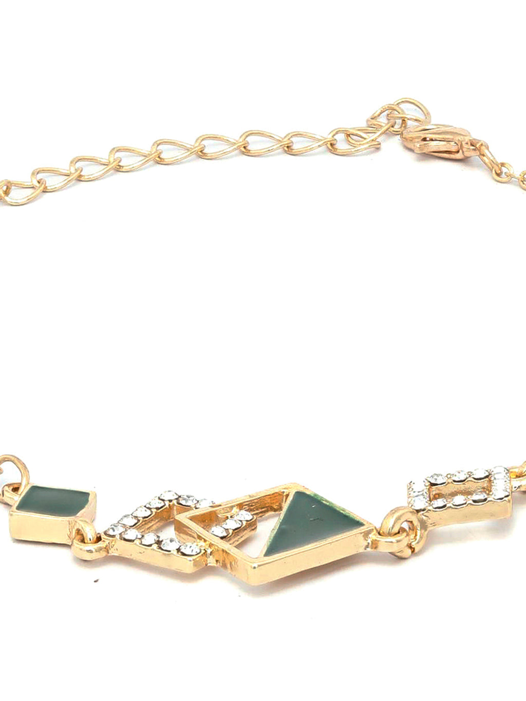 Priyaasi Women Green Gold-Polished Geometric Link Bracelet - Swadesiicart