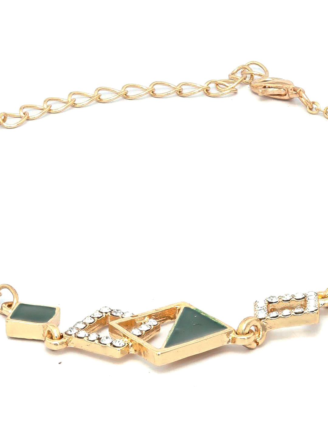Priyaasi Women Green Gold-Polished Geometric Link Bracelet - Swadesiicart