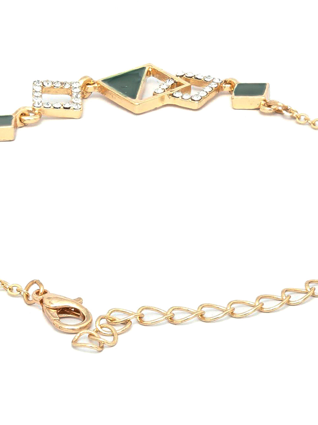 Priyaasi Women Green Gold-Polished Geometric Link Bracelet - Swadesiicart