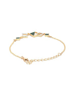 Priyaasi Women Green Gold-Polished Geometric Link Bracelet - Swadesiicart