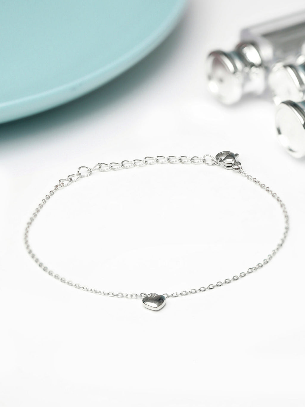 Priyaasi Women Contemporary Silver Plated Little Heart Link Bracelet - Noz2Toz