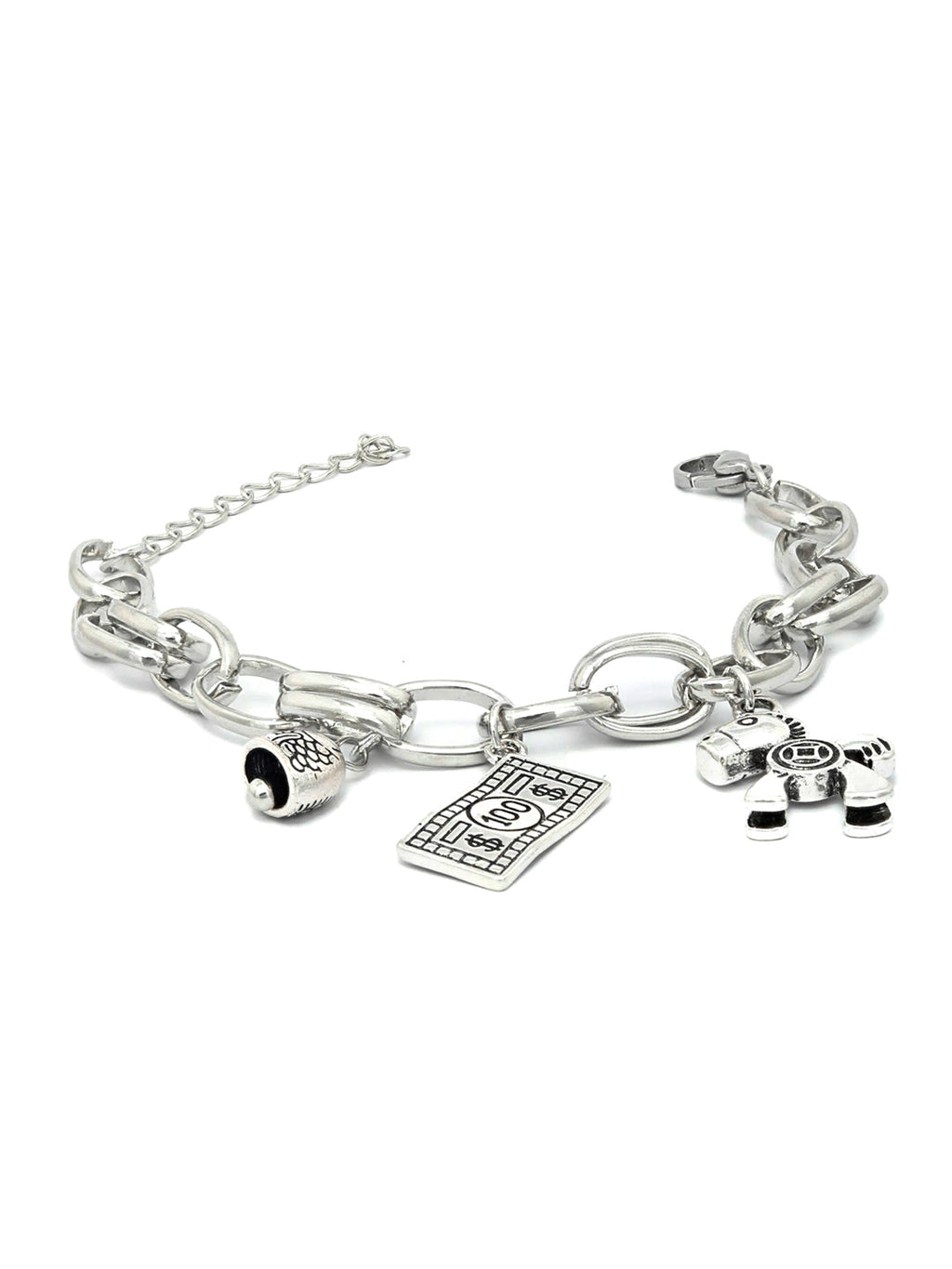 Priyaasi Women Interlinked Sliver Plated Charm Bracelet - Swadesiicart
