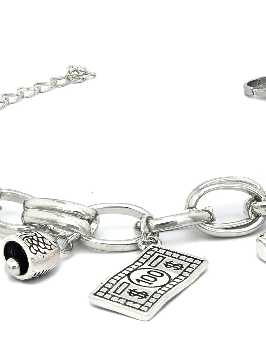 Priyaasi Women Interlinked Sliver Plated Charm Bracelet - Swadesiicart
