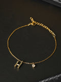 Priyaasi Women H-Alphabet Stone Gold-Polished Link Bracelet - Noz2Toz