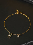 Priyaasi Women H-Alphabet Stone Gold-Polished Link Bracelet - Noz2Toz