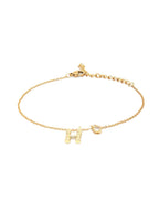 Priyaasi Women H-Alphabet Stone Gold-Polished Link Bracelet - Swadesiicart