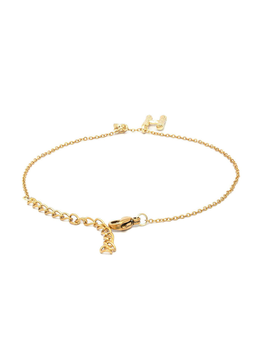 Priyaasi Women H-Alphabet Stone Gold-Polished Link Bracelet - Swadesiicart