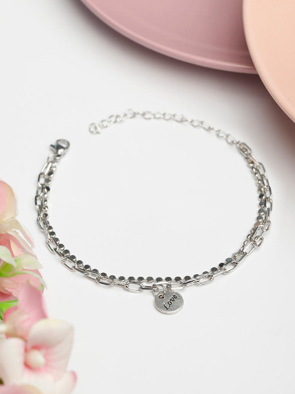 Priyaasi Women Silver Plated Love Link Bracelet - Noz2Toz